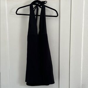 Reformation Black Backless Halter Dress